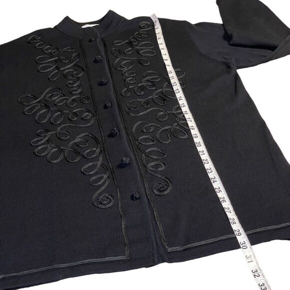 Black Merino Wool longline Jacket Cardigan - Lord & Taylor size Large - Picture 8 of 9